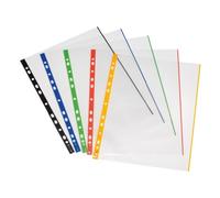 Herlitz 10914422 Document Wallet A4, Polypropylene, Transparent with Coloured Edge, Pack of 10