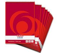 Herlitz 110510 Spiral Notebook A5, 50 Sheets, Pack of 10 Chequered a5