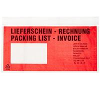 Herlitz 11292141 Packing List Pocket DIN Long, Self-Adhesive - Red/Clear with Text, Pack of 1000