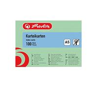 Herlitz 1150556 Index Cards A5 Green Lined Pack of 100 Paper 2