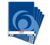 Herlitz 306423 Spiral-Bound Notepad, Left and Right margins, Pack of 5 Lined a4 Coloured