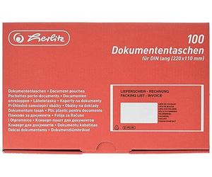 Herlitz 792705 Document Wallet DL Pack of 100 Self-Adhesive (1, Document Bag)