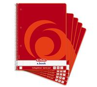 Herlitz A4 Notepad, 80 Sheets, Squared, with Left Margin, 70 GSM, Pack of 5, 10834117 Chequered