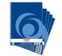 Herlitz A4 Notepad, 80 Sheets, Squared, with Left Margin, 70 GSM, Pack of 5, 10834117 Lined