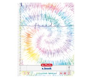 Herlitz A4 Spiral Notebook, 80 Sheets, Squared (28 Ruling) - New Batic Freedom -