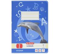 Herlitz A5 Exercise Book 2 Lines, Wood-Free Paper 80 g/m²; 32 Sheets White