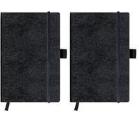 herlitz A5 Ruled My Book Classic Hardcover Notebook with Book Ribbon and Pen Loop - Black (Pack of 2)