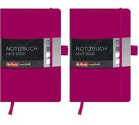 herlitz A5 Squared My Book Classic Hardcover Notebook with Book Ribbon and Pen Loop - Berry (Pack of 2)