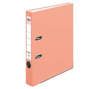 Herlitz® Folder Q.File | Spine 5 cm | PP Film | Office Organiser for A4 Documents | Change Label | Lever Mechanism with Print Strip | Holds 350 Sheets | Salmon