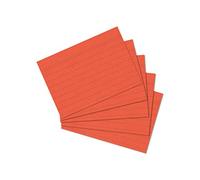 herlitz Index Cards A7 Lined Orange, 170 g/m², Wood-Free, Pack of 100, Sturdy Index Cards for School, Study & Office