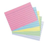 herlitz Index Cards A7 Ruled, Pack of 40 per Colour: Pink, Blue, Green, White and Yellow, 170 g/m² Wood-Free, Pack of 200, Sturdy Index Cards for School, Study & Office