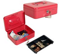 Herlitz Lockable Cash Box Safe 2 Keys Blue Metal Cash Cassette, 25.5x18.5x8cm