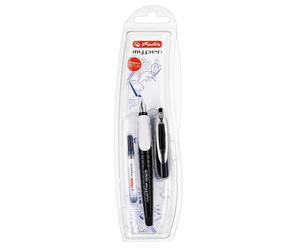 Herlitz My.Pen M-Nib Fountain Pen - Black/White Schwarz/Weiß Rechtshänder