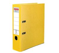 Herlitz® Q.File Folder for Documents A4 | 8 cm Spine | Reversible Label | 2-Ring Mechanism with Print Strip | Durable PP Film Coated Fittings | Yellow