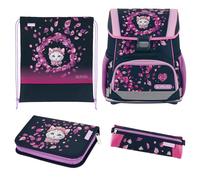 herlitz School Bag Set of 4 17 L Ergonomic Satchel with Light Weight 1st Class Boys Girls Children, Black, Pink, One Size