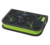 Herlitz® School Pencil Case Folding with Equipment 31 pcs | Organizer for Accessories, School Supplies | Children's Set | Youth | Zipper | for Boy Wild Life, Multicolor, Extendable with Equipment