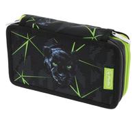 Herlitz® School Pencil Case Two-Chamber Folding with Equipment 23 Pieces | Organizer for Accessories, School Supplies | Children's Set | Zipper | Youth | for boy | Wild Life, Multicolor, Double