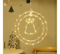 HERLLD Christmas Window Lights, LED Outdoor Christmas Lights Battery Powered, 8 Modes Waterproof Outdoor Christmas Decorations, Hanging Fairy Lights for Bedroom Wall, Door, Window (Bells)