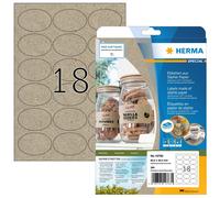 HERMA 10763 Universal Oval Grass Paper Labels, 20 Sheets, 63.5 x 42.3 mm, 18 per