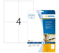 HERMA Extra Strong Adhesive Labels, 4 Labels per A4 Sheet, 25 Sheets, 105 x 148 mm, 100 Labels, Blank Heavy Duty Labels Stickers, Sticky Labels for Laser & Inkjet Printer, White