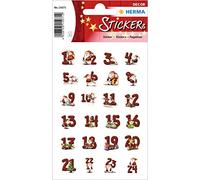 Herma 15071 Christmas Stickers, Gingerbread Numbers 1-24 (72 Stickers, Paper) Self-Adhesive Christmas Decoration, Permanent Adhesive Labels for Christmas, Gifts, Crafts, Advent Calendar