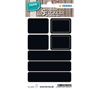 HERMA 15094 Blackboard Stickers for Labelling, Rectangle (25 x 35/75 x 14 mm, 14 Stickers, Wipe-Cleable) Self-Adhesive Permanent Adhesive Blackboard Labels for Jam, Spice and Storage Jars, Black