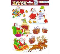 HERMA 15113 Window Stickers Christmas Santa Claus Snowman Gifts, 7 Pieces, Self-Adhesive, Children's Window Stickers, Removable Winter Window Stickers, Window Film, Children's Room, Christmas