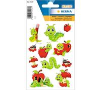 HERMA 15147 Wiggly Eyes Stickers for Children, Fritz The Worm (11 Stickers, Plastic, Matte) Self-Adhesive, Permanent Adhesive Motif Labels for Girls and Boys, Colourful