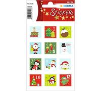 Herma 15188 Christmas Stickers, Children's Numbers 1-24 (24 Stickers, Paper, Glitter) Self-Adhesive Christmas Decoration, Permanent Adhesive Labels for Christmas, Gifts, Crafts, Advent Calendar