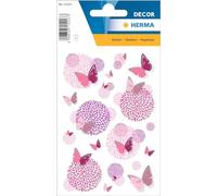 HERMA 15227 Flower Stickers for Children, Butterfly Flower (26 Stickers, Paper with Silver Embossing) Self-Adhesive, Permanent Adhesive Motif Labels for Girls and Boys, Colourful