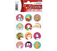 HERMA 15232 Stone Stickers for Children, Christmas Symbols (12 Stickers, Foil, Matte) Self-Adhesive, Permanent Adhesive Motif Labels for Girls and Boys, Colourful