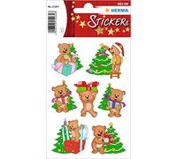 HERMA 15264 Christmas Stickers, Christmas Bears (21 Stickers, Paper, Matte) Self-Adhesive Christmas Decoration, Permanent Adhesive Labels for Christmas, Gifts, Crafts, Advent Calendar, Colourful