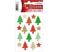 HERMA 15266 Christmas Stickers, Oh Christmas Tree (48 Stickers, Paper, Matte) Self-Adhesive Christmas Decoration, Permanent Adhesive Labels for Christmas, Gifts, Crafts, Advent Calendar, Colourful