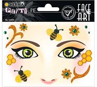HERMA 15304 Face Art Sticker - Honey Bee, Dermatologically Tested, Removable Face Stickers, Temporary Tattoos, Glitter Face Paint for Carnival, Halloween, Children and Adults, Colourful