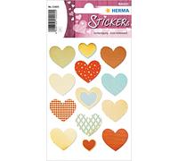 HERMA 15405 Stickers Hearts Colourful Large Pack of 13 Heart Stickers with Gold Embossing Heart Labels for Valentine's Day Love Wedding Birthday Scrapbooking Decoration Gift Letters DIY Crafts