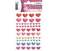 HERMA 15409 Stickers Hearts Colourful Small Mini 64 Pieces 3D Heart Stickers in Red Pink Heart Shape Labels for Valentine's Day Love Wedding Birthday Scrapbooking Decoration Gift Letters DIY