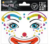 HERMA 15427 Face Art Sticker Clown Lotta Face Sticker Glitter Sticker for Carnival, Halloween, Dermatologically Tested
