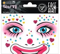 HERMA 15428 Face Art Sticker Clown Annie Face Sticker Glitter Sticker for Carnival, Halloween, Dermatologically Tested