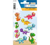 HERMA 15486 Glitter Stickers for Children, Small Dinos (9 Stickers, Foil, Glitter) Self-Adhesive, Permanent Adhesive Motif Labels for Girls and Boys, Colourful