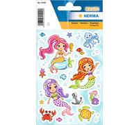 HERMA 15509 Mermaid Stickers, Small, Large, Pack of 27, Girls Stickers with Funny Sea Creatures Anchor Motif, Children's Labels for Photo Album, Diary, Poetry Album, Scrapbooking, Birthday Decoration,