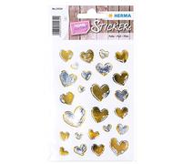 HERMA 15534 Creativ Sticker, Hearts (25 Stickers, Foil, Glossy), Self-Adhesive, Permanent Adhesive Motif Labels for Girls and Boys, Gold/Silver