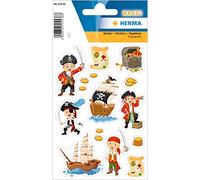 HERMA 15536 Pirate Small Stickers, Pack of 16, Pirate Ship Stickers with Treasure Chest Treasure Map Motif, Children's Labels for Photo Album, Poetry Album, Scrapbooking, Birthday Decoration, Letters,
