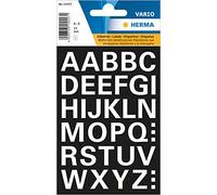 HERMA 15557 Letters Stickers White, Pack of 36, Font Size 15 mm, Self-Adhesive, Weatherproof, Large, Alphanet Sticker Adhesive Letters A-Z Made of Foil for Sticking, Black