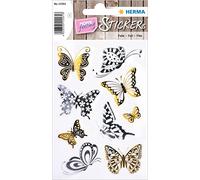 HERMA 15561 Creativ Sticker, Butterflies (9 Stickers, Foil, Glossy), Self-Adhesive, Permanent Adhesive Motif Labels for Girls and Boys, Gold/Silver