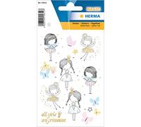 HERMA 15612 Stickers Fairies Elves Glitter Small Large Pack of 22 Girls Stickers with Fairy Dust Motif, Children's Labels for Photo Album Diary Poetry Album Scrapbooking Birthday Decoration Letters
