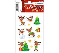 HERMA 15625 Christmas Stickers, Little Rudolph (24 Stickers, Paper, Glitter) Self-Adhesive Christmas Decoration, Permanent Adhesive Labels for Christmas, Gifts, Crafts, Advent Calendar, Colourful