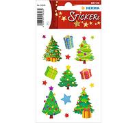 HERMA 15626 Christmas Tree Stickers, Small, Large, Pack of 30, Christmas Stickers with Christmas Tree Stars Motif, Children's Labels for Christmas Decoration, Gifts, Advent Calendar, Winter