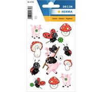 HERMA 15730 Lucky Stickers for Children, Lucky Charm with Glitter (22 Stickers, Paper, Glitter), Self-Adhesive, Permanent Adhesive Motif Labels for Girls and Boys, Colourful