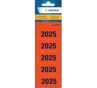 HERMA 1685 Year Numbers Stickers 2025 for Folders, Pack of 100, 60 x 26 mm, 5 per Sheet, Self-Adhesive, Opaque Text Labels, Matt, Paper Adhesive Labels Stickers, Red
