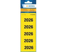 HERMA 1686 Year Numbers Stickers 2026 for Folders, Pack of 100, 60 x 26 mm, 5 per Sheet, Self-Adhesive, Opaque Text Labels, Matt, Paper Adhesive Labels Stickers, Yellow